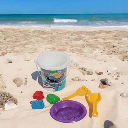 Imagem de Balde de Praia do Stitch Infantil Colorido com 7 peças