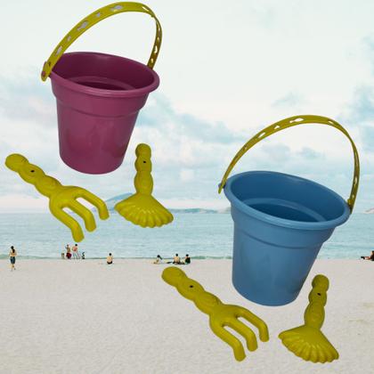 Imagem de Balde de Praia Infantil com Acessórios Para Fazer Castelo