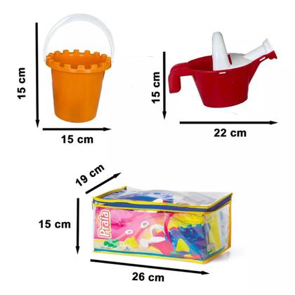 Imagem de Balde de Praia Kit c/ 8 Peças Para Brincar Areia Infantil