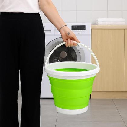 Imagem de Balde Dobrável Compacto 10L Portátil Lavanderia Cozinha Alça