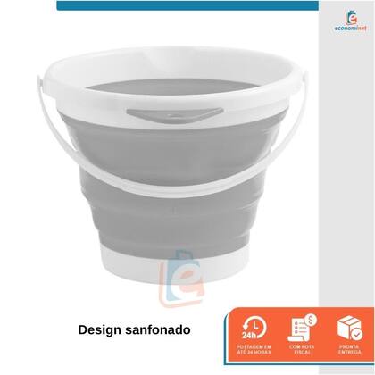 Imagem de Balde Dobrável Retrátil Sanfonado Multiuso Silicone 10L