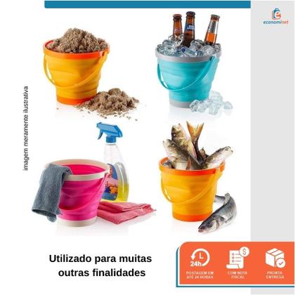 Imagem de Balde Dobrável Retrátil Sanfonado Multiuso Silicone 10L