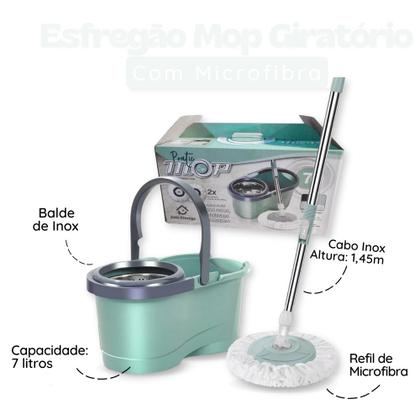 Imagem de Balde Esfregão Perfect Mop Profissional 1 Refil Com Roda