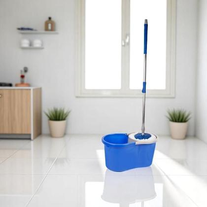 Imagem de Balde Giratório Esfregão Com Alça Mop 360º Casa Escritório Limpeza Prático Eficiente Compacto