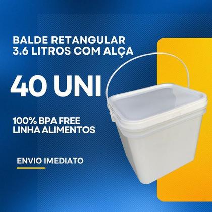 Imagem de Balde Hermético Para Mantimentos 3L Retangular - 40 Pçs