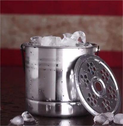 Imagem de Balde Inox De Gelo Aço com Bandeja Separadora Bar Pegador