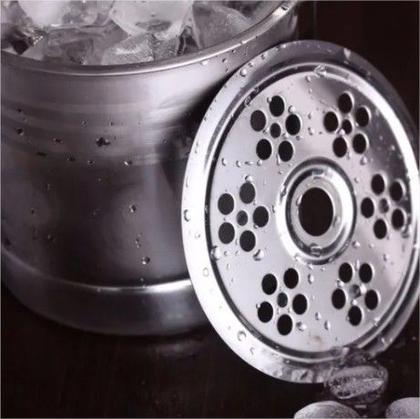 Imagem de Balde Inox De Gelo Aço com Bandeja Separadora Bar Pegador