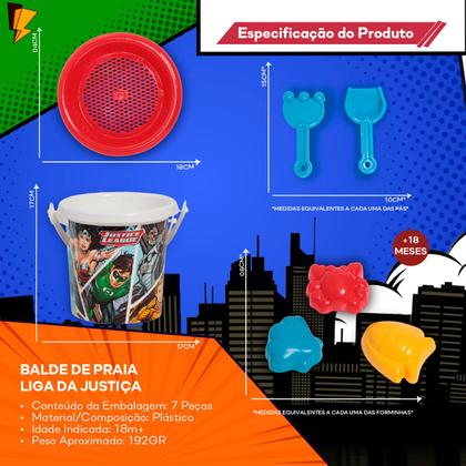 Imagem de Balde Liga Da Justiça Brinquedo Areia Infantil Acessórios