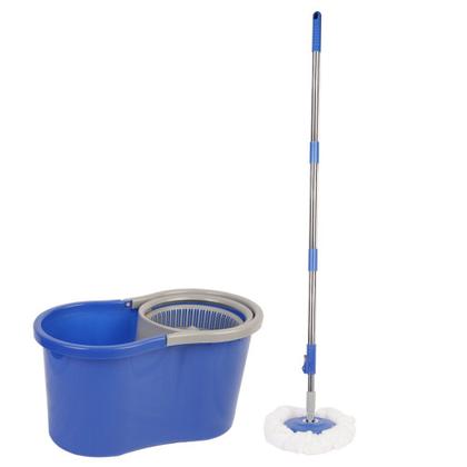 Imagem de Balde Mop Com Esfregão Giratório De Limpeza 8L Cinza/azul