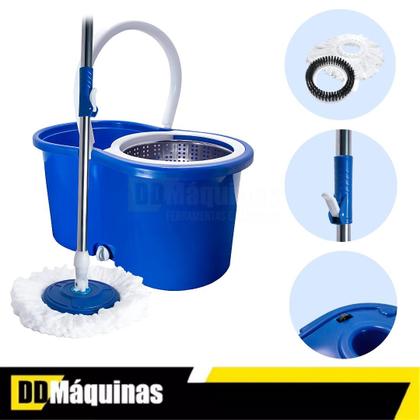 Imagem de Balde Mop Pro 360 Inox Giratório Para Limpeza Geral 12L C/ 3 Refil FST013 - Fasterr