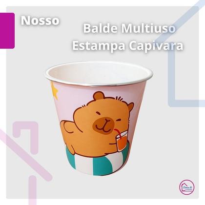 Imagem de Balde Multiuso Estampas Divertida Capivara Fofinha Pipoca E Decoração Organização