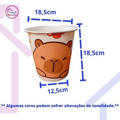 Imagem de Balde Multiuso Estampas Divertida Capivara Fofinha Pipoca E Decoração Organização