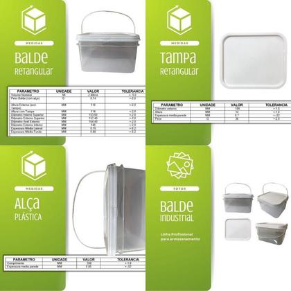 Imagem de Balde Novo E Atoxico Transparente 2.4L 05 Pçs