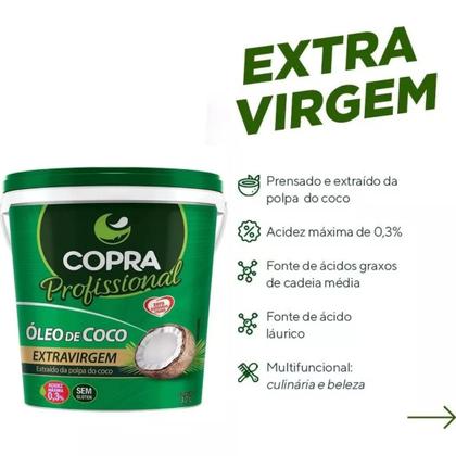 Imagem de Balde Óleo De Coco Extra Virgem Sem Glúten 3,2L Copra