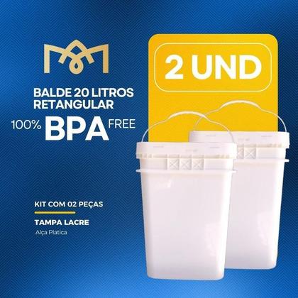 Imagem de Balde Para Cosméticos 20 Litros Com Tampa Kit 2 Pçs