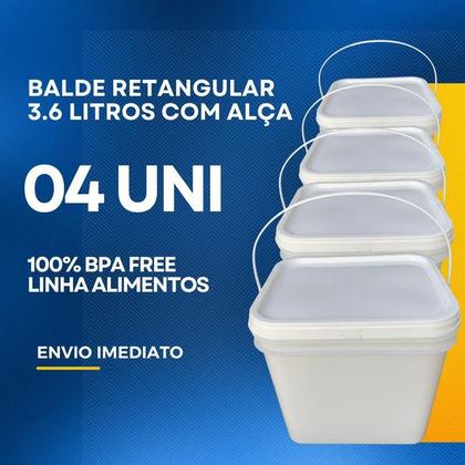 Imagem de Balde Para Pate Retangular 3.6L - 4 Pçs