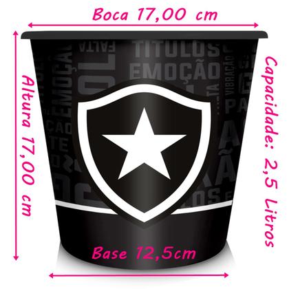 Imagem de Balde Para Pipoca Brasfoot Plástico 2,5L Time Botafogo Escudo Oficial Branco