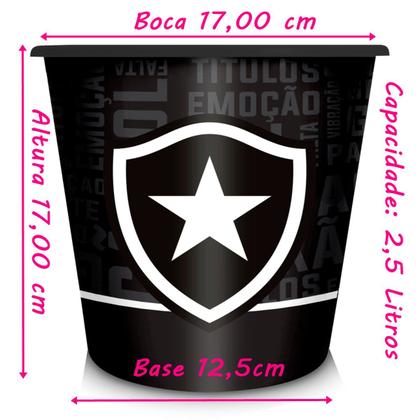 Imagem de Balde Para Pipoca Brasfoot Plástico 2,5L Time Botafogo Escudo Oficial Branco