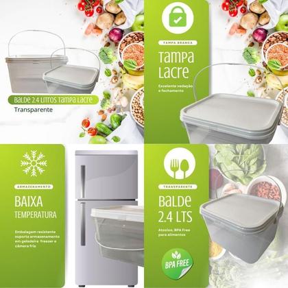 Imagem de Balde Para Pipoca Gourmet Transparente 2.4L 2 Pçs