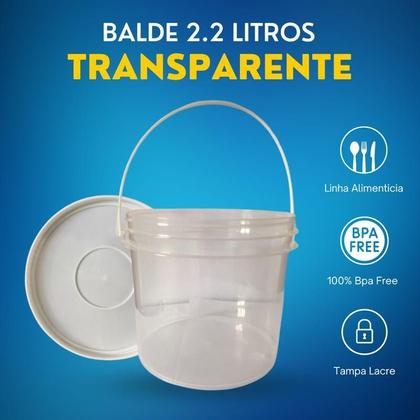 Imagem de Balde Para Uso Geral 2-2L Transparente - 3 Peças