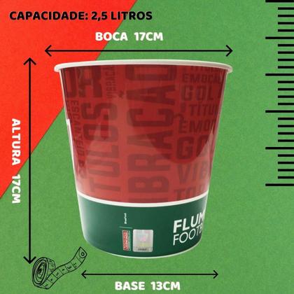 Imagem de Balde Pipoca Grande 2,5L Time Clube Fluminense Oficial