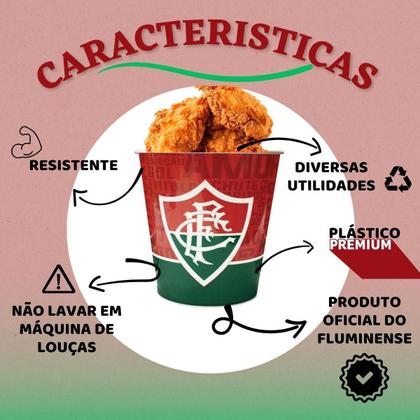 Imagem de Balde Pipoca Grande 2,5L Time Clube Fluminense Oficial