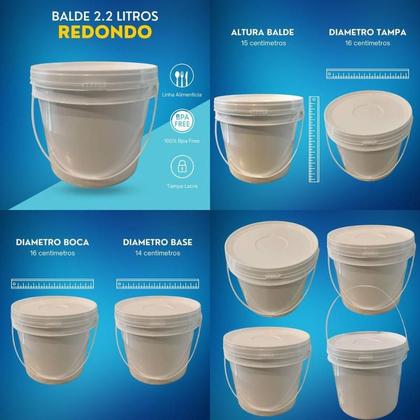 Imagem de Balde Plastico 2.2L Branco 10 Pçs