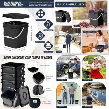 Imagem de Balde Quadrado Para Misturas De Cimento 16 Litros