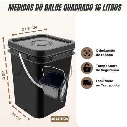 Imagem de Balde Quadrado Para Misturas De Cimento 16 Litros