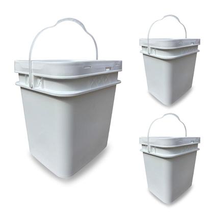 Imagem de Balde Retangular 16L para Alimentos com Tampa Lacre de Vedação - Kit 03 Peças