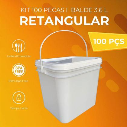 Imagem de Balde Retangular 3.6 Litros - 100 Peças