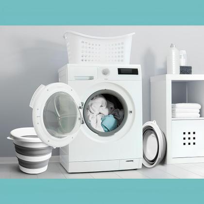 Imagem de Balde Retrátil/Dobrável 12L  Branco com Cinza - Nobre