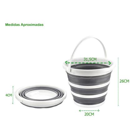 Imagem de Balde Retrátil Multiuso 10 Litros Lavanderia Limpeza Design Dobrável Resistente