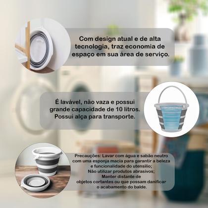 Imagem de Balde Retrátil Multiuso 10 Litros Lavanderia Limpeza Design Dobrável Resistente