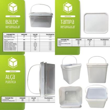 Imagem de Balde Transparente 2.4L Para Sua Casa 3 Pçs
