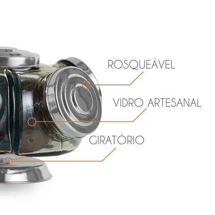 Baleiro de Vidro Médio Prata Giratório Bomboniere Antigo - Vidro & Decor Imagem de Baleiro de Vidro Médio Prata Giratório Bomboniere Antigo