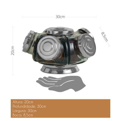 Baleiro de Vidro Médio Prata Giratório Bomboniere Antigo - Vidro & Decor Imagem de Baleiro de Vidro Médio Prata Giratório Bomboniere Antigo