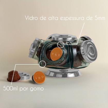 Baleiro de Vidro Médio Prata Giratório Bomboniere Antigo - Vidro & Decor Imagem de Baleiro de Vidro Médio Prata Giratório Bomboniere Antigo