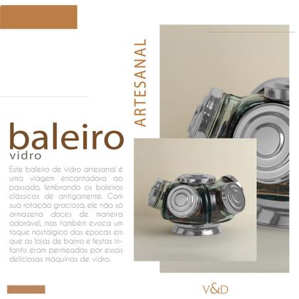 Baleiro de Vidro Médio Prata Giratório Bomboniere Antigo - Vidro & Decor Imagem de Baleiro de Vidro Médio Prata Giratório Bomboniere Antigo