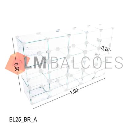 Imagem de Baleiro Expositor Branco de Vidro MÓD.20 - 1,00 x 0,60 x 0,20m