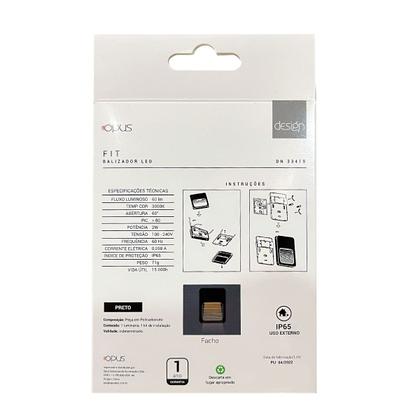 Imagem de Balizador de Parede Fit 2W 3000k Preto Bivolt - Opus - DN33419