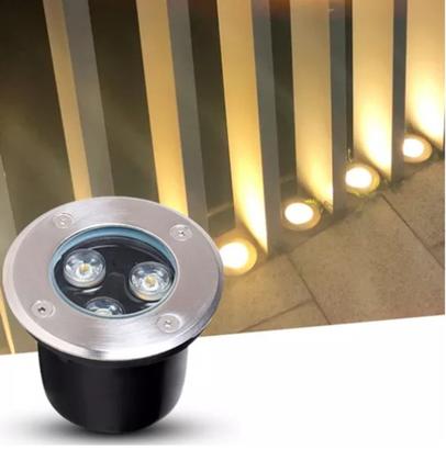 Imagem de Balizador De Piso 3w Branco Quente 3000k Cp. Inox Ip65