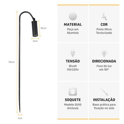 Imagem de Balizador Espeto Fine Preto 70cm MR11 Luz para Jardim