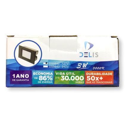 Imagem de Balizador Led Embutir caixinha 4X2 3W 3000K Preto 127V  - DS9842 - Delis