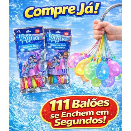 Imagem de Balões de Água, Kit com 111 Unidades, Enchimento Rápido em 60 Segundos, para Brincadeiras ao Ar Livre