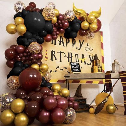 Imagem de Balões de Festa Sowide - Preto, Bordô e Dourado - 60 Unidades de 30cm