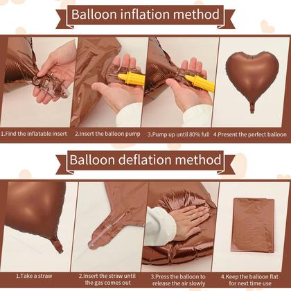 Imagem de Balões Metalizados em Formato de Coração - Damasco Marrom - 18 Polegadas (10 Unidades)