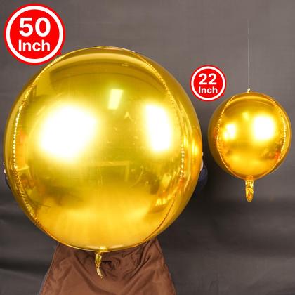 Imagem de Balões Metalizados PartyWoo Gold 4D (50cm) - Kit com 3 Peças e Fita