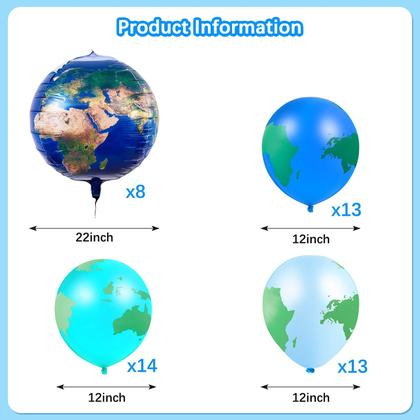 Imagem de Balões Zhanmai Globe 48 unidades de 22 polegadas e 40 unidades de 12 polegadas