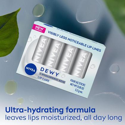 Imagem de Bálsamo labial NIVEA Dewy Lip Care com ácido hialurônico de 5 ml (pacote com 4)